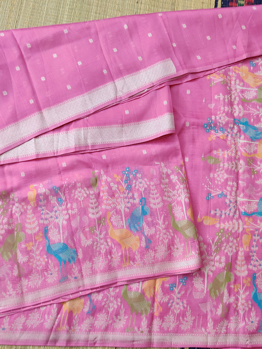 Baby Pink Colour Semi Georgette Saree With Zari Butta All Over Code : VB0135