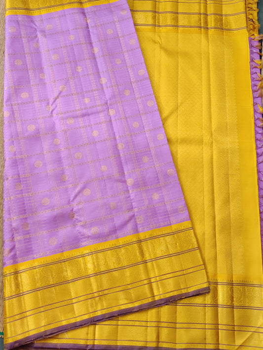 Light Lavender Colour Zari Checks Kanchivaram Silk Saree Code : KA0111