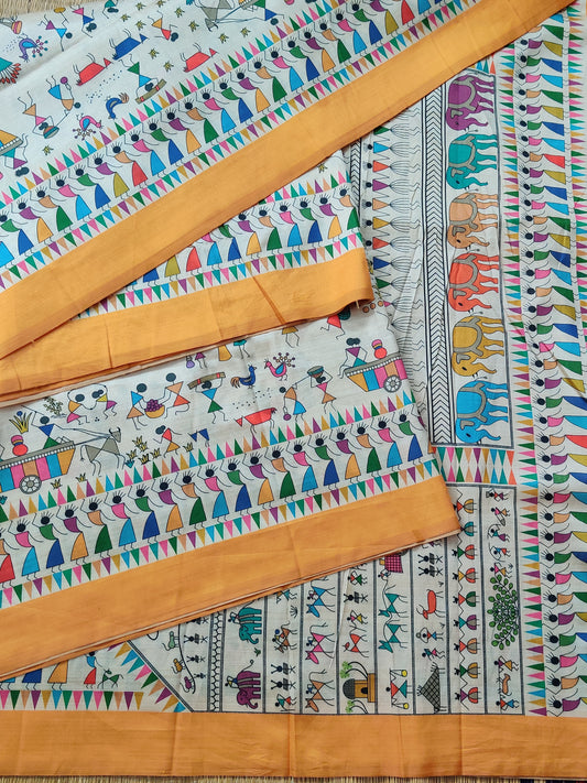 Off With Colour Semi Tussar Saree With Floral Digital Print All Over Code : VB0251