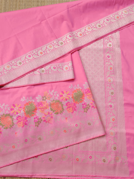 Pink Colour Banarasi Silk Saree With Plain Body Code : VB0233
