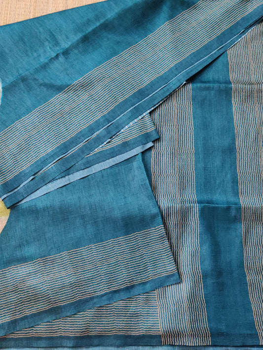 Blue Colour Semi Tussar Saree With Digital Print All Over Code : VB0274