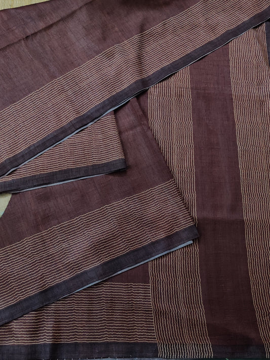 Maroon Colour Semi Tussar Saree With Digital Print All Over Code : VB0275