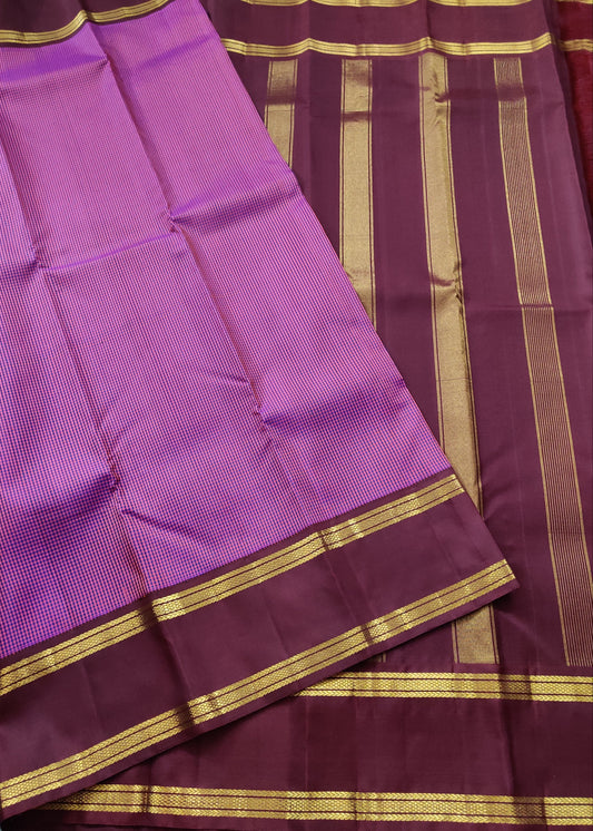 Magenta Colour Kanchivaram Silk Saree With Checks All Over Code : KA0204