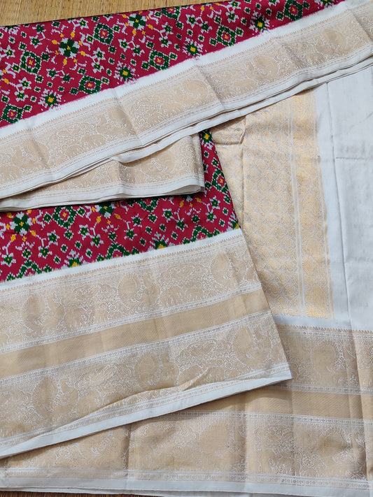 Magenta Colour Ikkat Silk Saree With Ikkat Weaving All Over Code : IK015