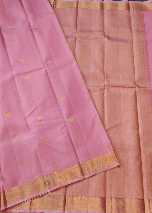 Baby Pink Colour Kanchivaram Silk Saree With Zari Butta All Over Code : KA0304