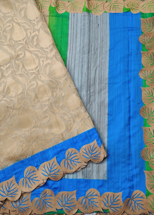 Gold Colour Banarasi Silk With Zari Motif All Over Code : VB0319