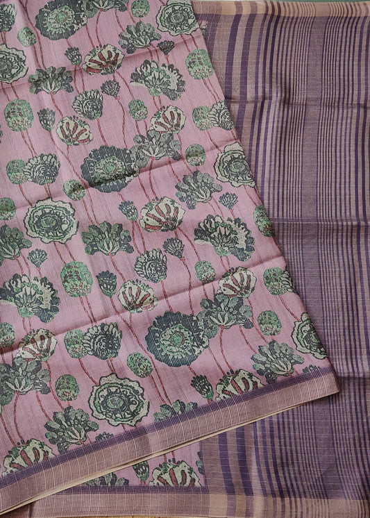 Light Pink Colour Semi Banarasi Saree With Digital Body Code : VB0340