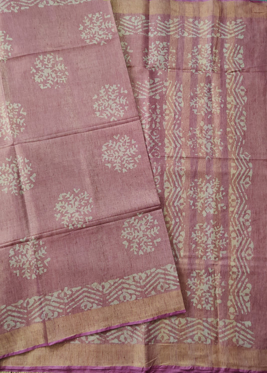 Onion Pink Colour Semi Banarasi Saree With Batik Print All Over Code : VB0344