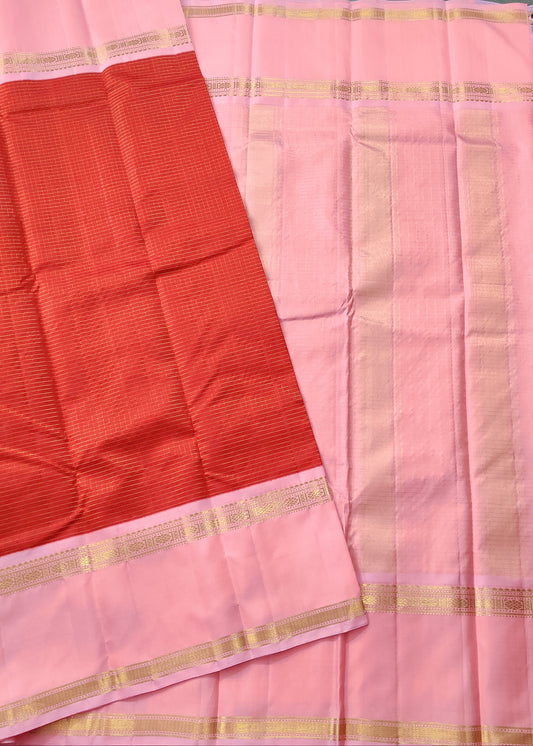 Red Colour Kanchivaram Silk Saree With Small Zari Checks All Over Code : KA0320