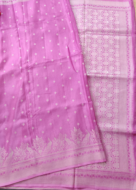Mauve Colour Semi Mashru Saree With Zari Butta All Over Code : VB0387