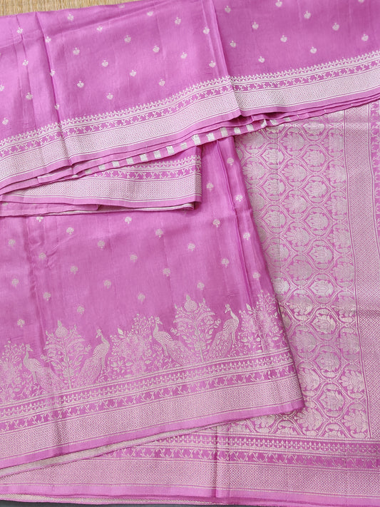 Mauve Colour Semi Mashru Saree With Zari Butta All Over Code : VB0387
