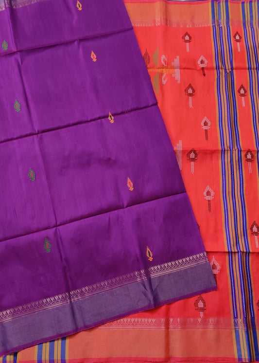 Purple Colour Bishnupuri Silk Saree With Kantha Work All Over Code : VB0400
