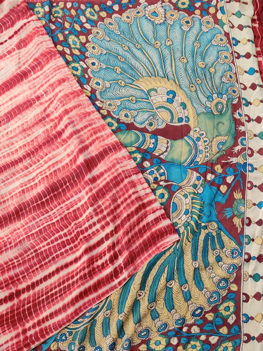 Red & Cream Colour Georgette Saree With Shibori All Over Code : VB0343