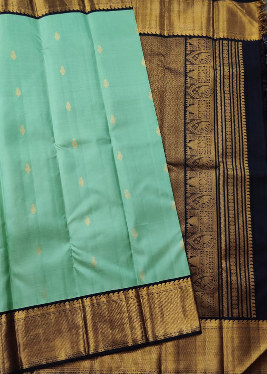 Pastel Green Colour Kanchivaram Silk Saree With Zari Butta All Over Code :KA0348