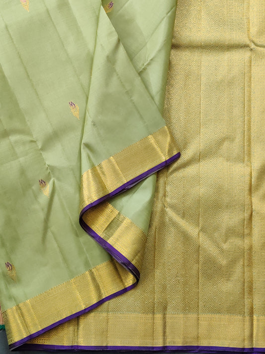 Pista Green Colour Kanchivaram Silk Saree With Zari Butta All Over Code : KA0360