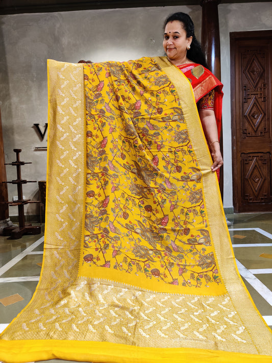 Yellow Colour Georgette Saree With Digital Print All Over Code : VB0418