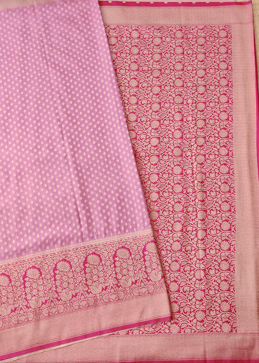 Baby Pink Colour Semi Banarasi Saree With Zari Butta All Over Code : VB0430