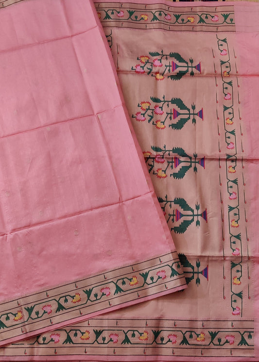Light Pink Colour Semi Paithani Saree With Zari Butta Sll Over Code : VB0474
