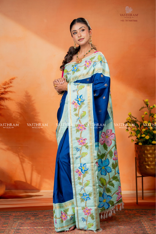 Peacock Blue Colour Kanchivarm Silk Saree With Zari Butta All Over Code :VA202607