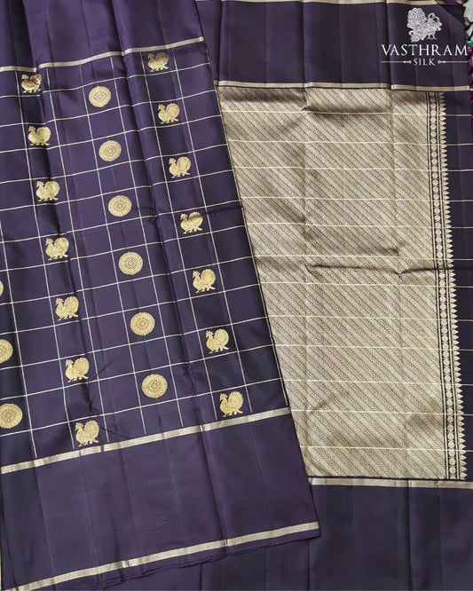 Snuff Colour Kanchivaram Silk Saree With Zari Motif All Over