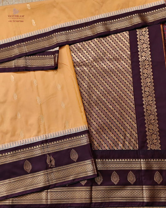 Yellow Colour Semi Soft Silk Saree With Zari Butta All Over Code : VB0515