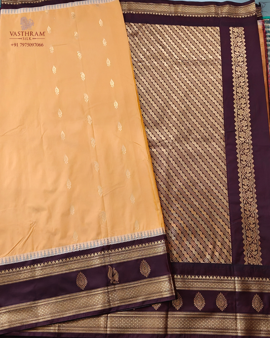 Yellow Colour Semi Soft Silk Saree With Zari Butta All Over Code : VB0515