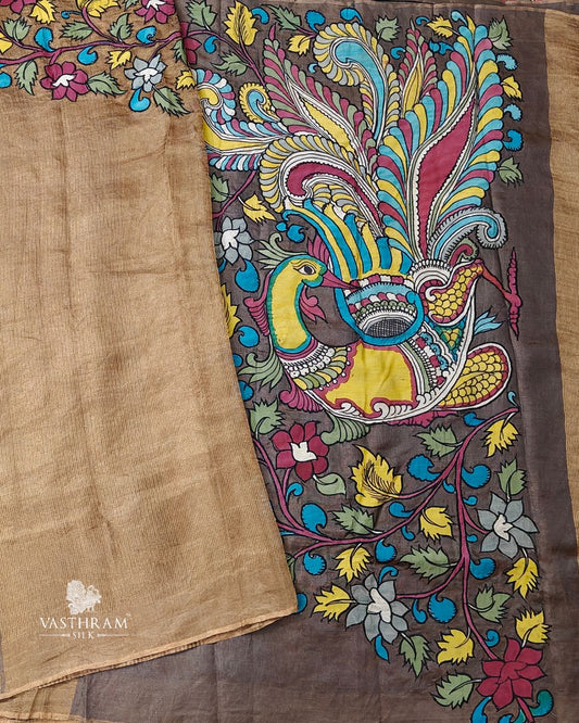 Gold Colour Tissue Chanderi Silk Saree With Zari Stripes All Over Code : CH009