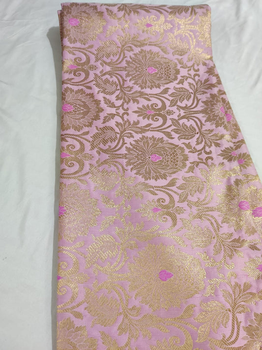 Light Pink colour banarasi one mtr fabric