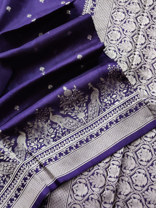 Purple Colour Semi Mashru Saree With Small Zari Butta All Over Code : VB0388