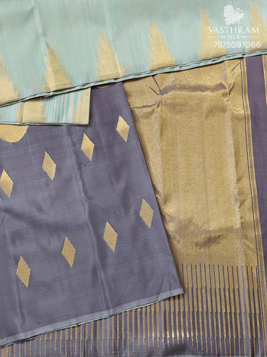 Light Pista Green Colour Kanchivaram Silk Saree With Thread Woven Motif All Over Code : KA0477