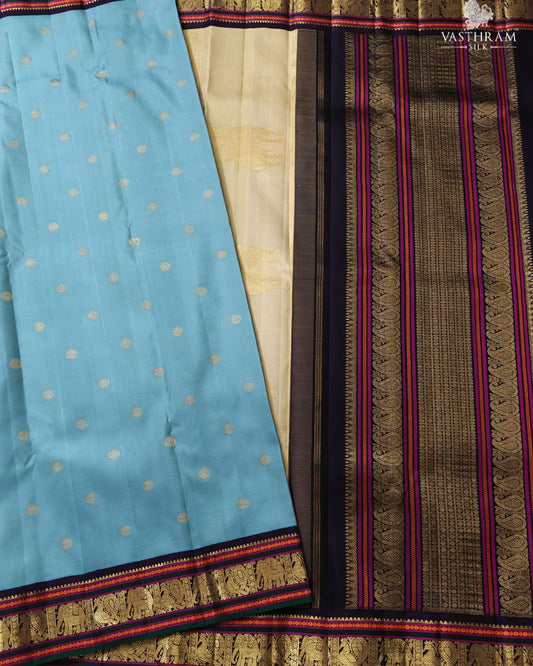 Sky Blue Colour Pure Zari Kanchivaram Silk Saree