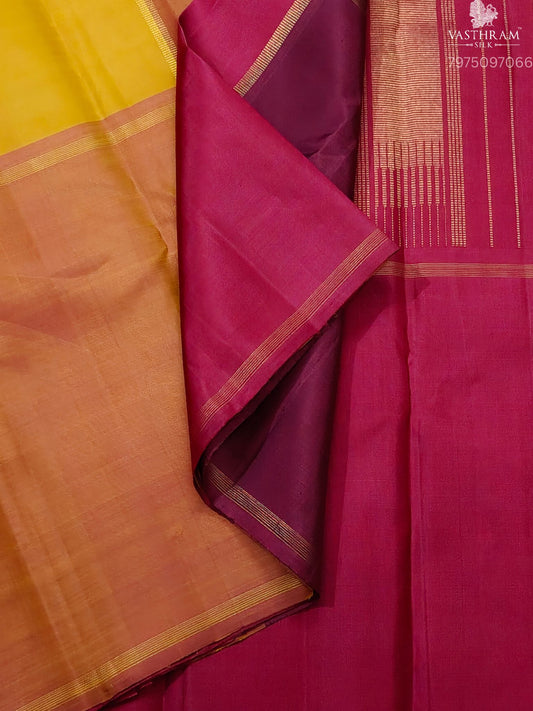 Multi Colour Kanchivaram Silk Saree With Checks Motif All Over Code : KA0490
