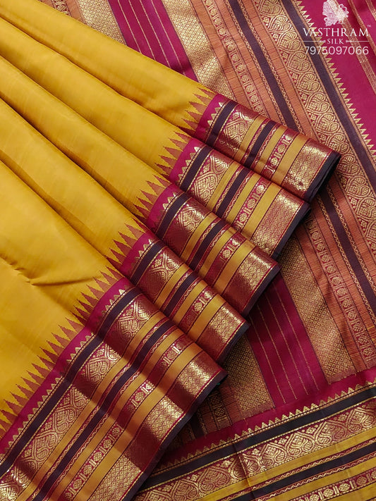 Mango Yellow Colour Kanchivaram Silk Saree With Plain Body Code : KA0474