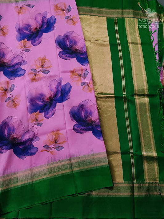 Pink Colour Soft Silk Saree With Digital Print Body Code : KA0379