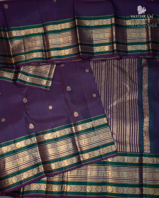 Dark Wine Colour Kanchivaram Silk Saree With Zari Butta All Over Code : KA0482