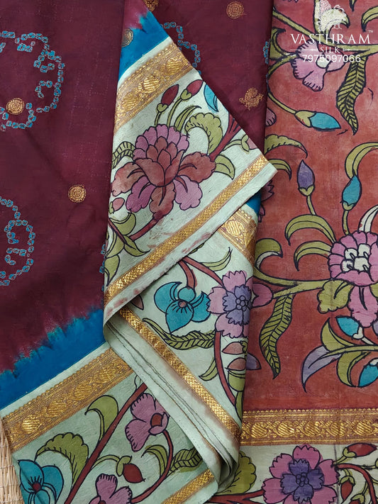 Brown Colour Kanchivaram Saree With Bandhini & Zari Work All Over : KA0413