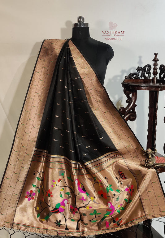 Black Colour Semi Paithani Dupatta
