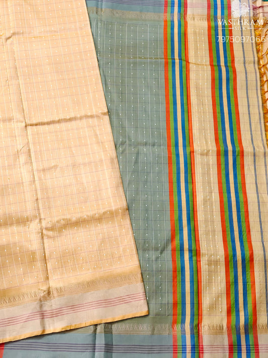 Yellow Colour Bishnupuri Silk Saree With Thread Woven Small Butta All Over Code : VB0517