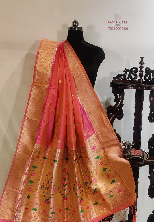 Dualtone Peach Colour Semi Banarasi Dupatta