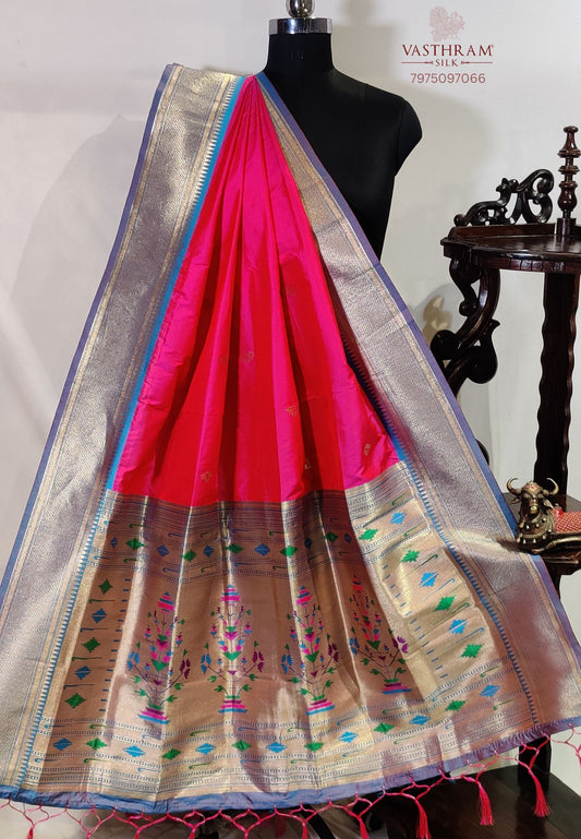 Dark Rani Pink Colour Semi Banarasi Dupatta
