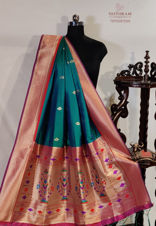 Peacock Blue Colour Semi Banarasi Dupatta