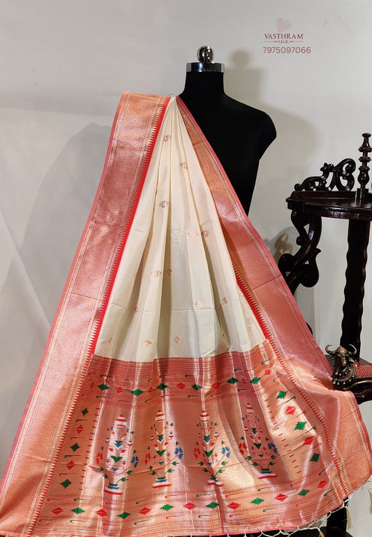 White Colour Semi Banarasi Dupatta