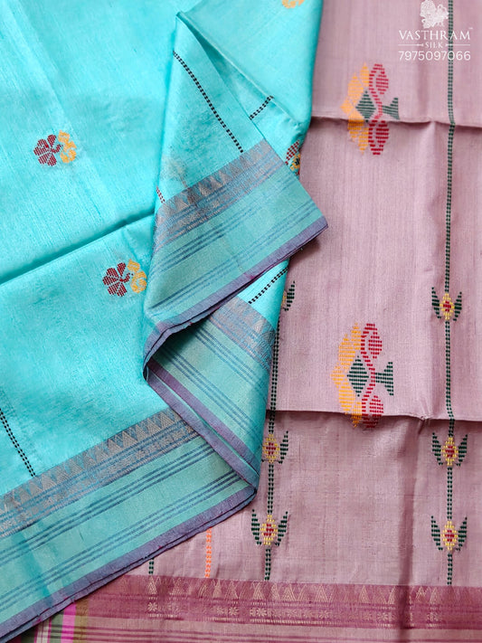 Sea Blue Colour Bishnupuri Silk Saree With Kanta Work All Over Code : VB0497