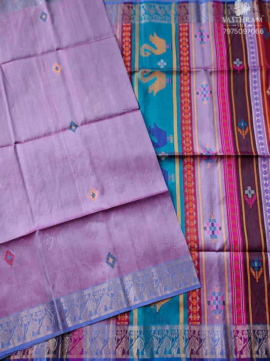 Lavender Colour Bishnupuri Silk Saree With Kanta Work All Over Code : VB0495