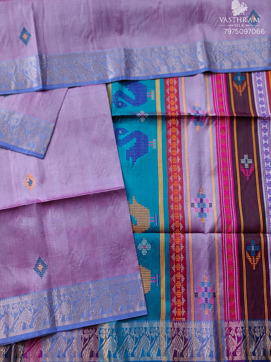 Lavender Colour Bishnupuri Silk Saree With Kanta Work All Over Code : VB0495