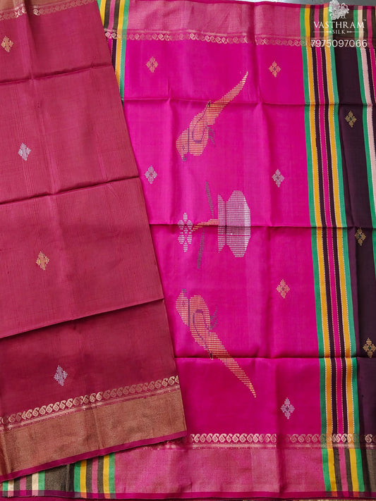Brown Colour Bishnupuri Silk Saree With Kanta Work All Over Code : VB0502
