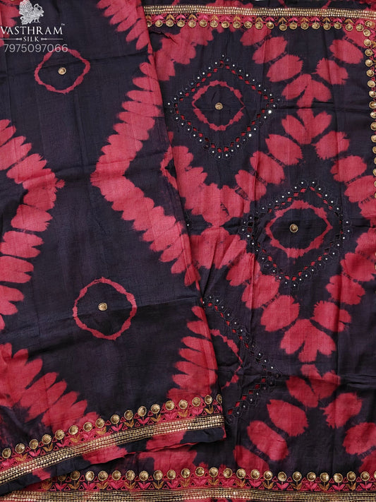 Maroon & Snuff Colour Tussar Silk Saree With Shibori & Sequence Work All Over Code : KT032