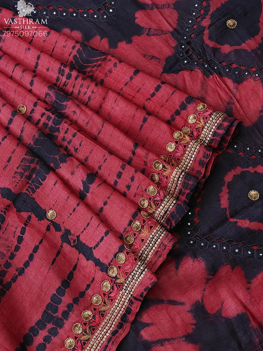 Maroon & Snuff Colour Tussar Silk Saree With Shibori & Sequence Work All Over Code : KT032