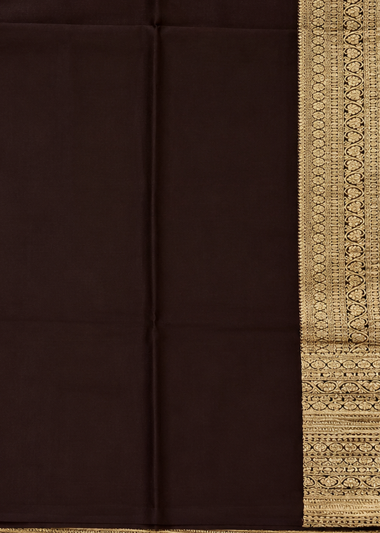 Snuff colour crush mysore crepe silk saree with small zari butta all over