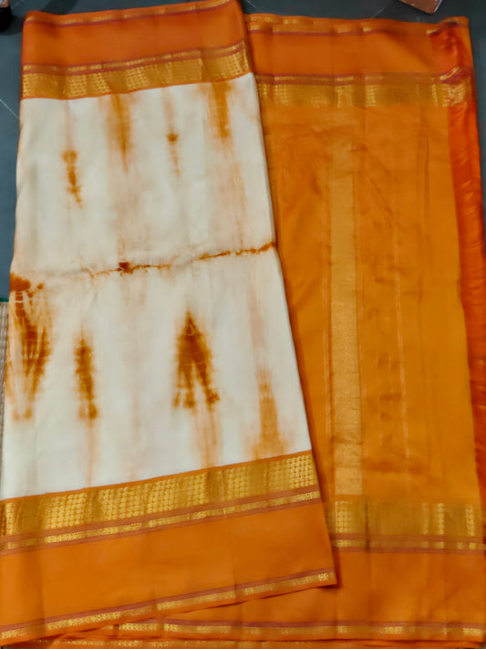Orange Colour Kanchivaram With Shibori All Over